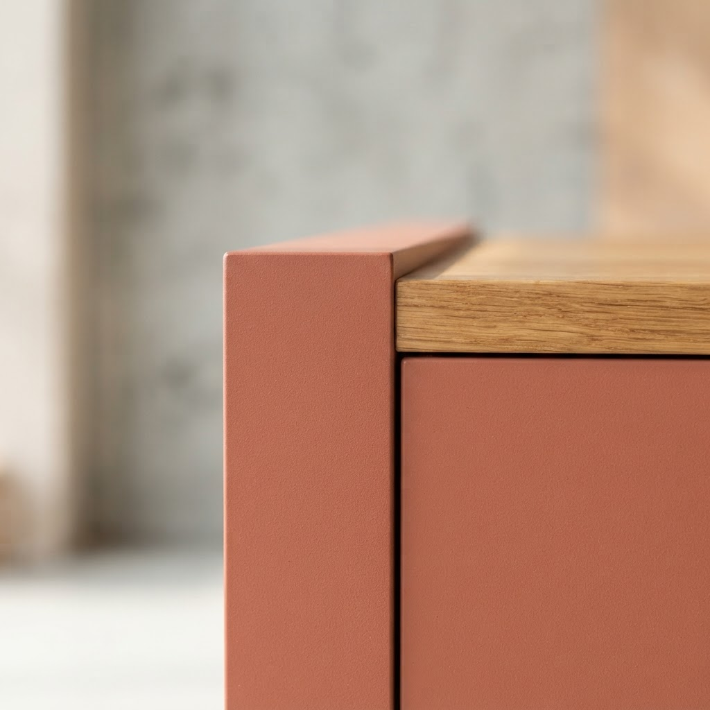Kumiform Mercan finish — A muted terracotta — warmth without noise.